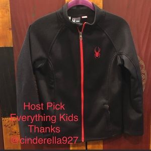 Spyder Sweater Jacket Full Zip Strike Jacket Black Red Kids Size Medium 10/12